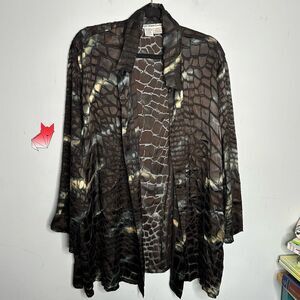Aliki Yamani Creations Silk Open Shirt Jacket Cardigan Burn Out Plus Size 3X